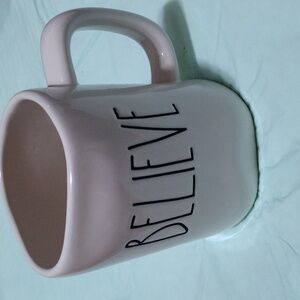 Rae Dunn white 20 oz. "BELIEVE" mug